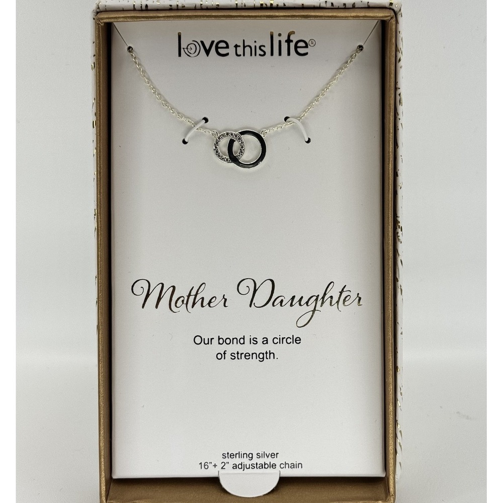 Mother Daughter Sterling Silver Necklace Love This Life Circle Pendant Gift